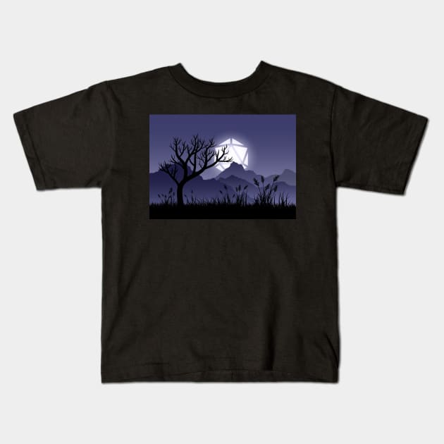 Full Moon Dead Tree Halloween Tabletop RPG Maps and Landscapes Kids T-Shirt by pixeptional